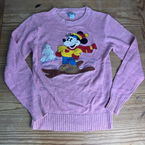 VTG Sunday Comics Retro Minnie Mouse Ski Sweater Women's Small - Picture 2 of 6